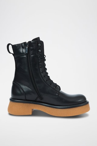 Botins em couro Ankle Preto