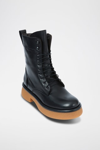 Botins em couro Ankle Preto