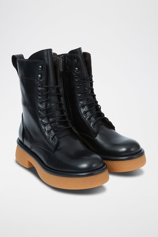 Botins em couro Ankle Preto
