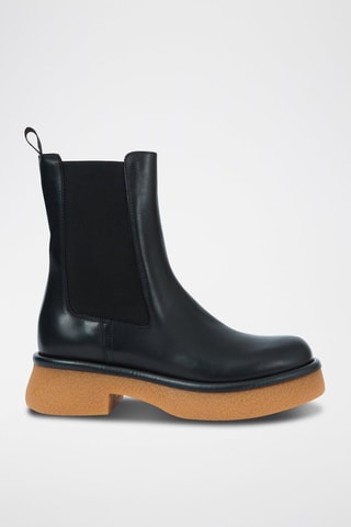 Botins Chelsea em couro Preto