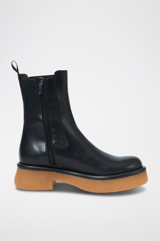 Botins Chelsea em couro Preto