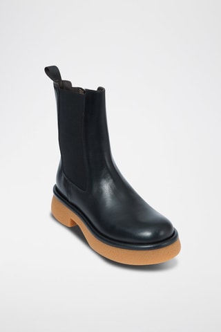 Botins Chelsea em couro Preto