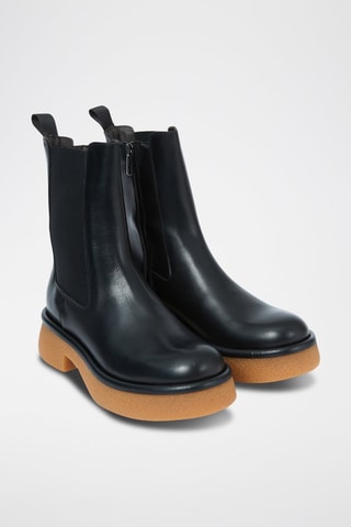 Botins Chelsea em couro Preto