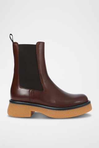 Botins Chelsea em couro Plain Castanho