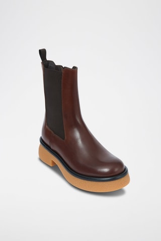 Botins Chelsea em couro Plain Castanho