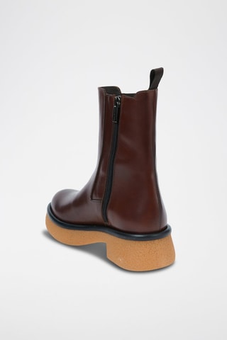 Botins Chelsea em couro Plain Castanho