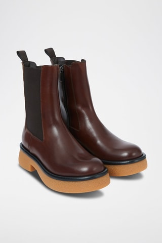 Botins Chelsea em couro Plain Castanho