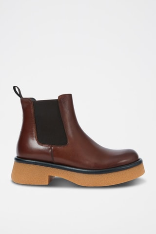 Botins Chelsea em couro Plain Castanho