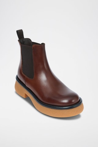 Botins Chelsea em couro Plain Castanho
