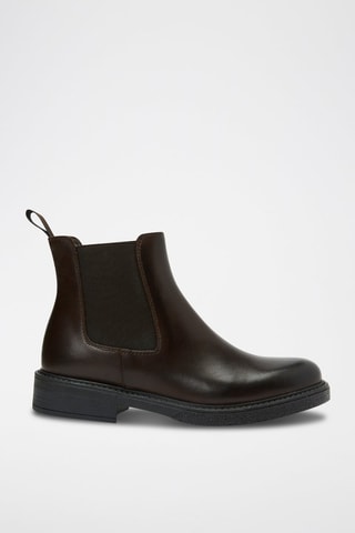 Botins Chelsea em couro Plain Castanho-escuro