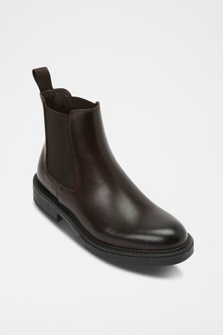 Botins Chelsea em couro Plain Castanho-escuro