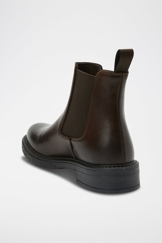 Botins Chelsea em couro Plain Castanho-escuro