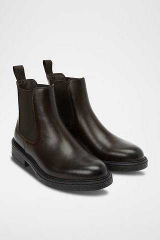 Botins Chelsea em couro Plain Castanho-escuro
