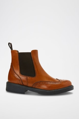 Botins Chelsea em couro Wing Cap Castanho