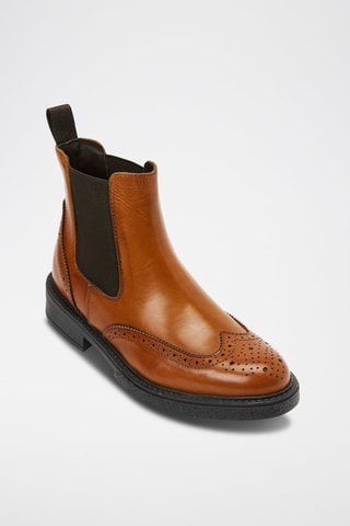 Botins Chelsea em couro Wing Cap Castanho
