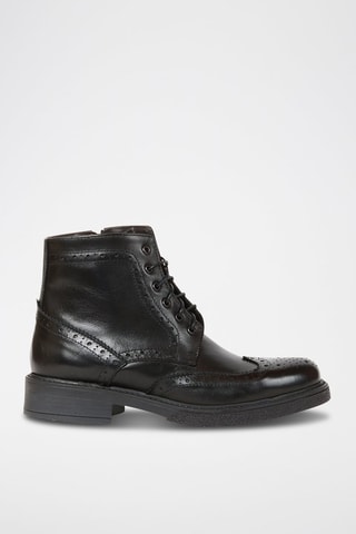 Botins em couro Wing Cap  Preto