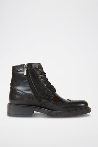 Botins em couro Wing Cap  Preto