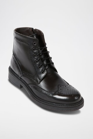 Botins em couro Wing Cap  Preto