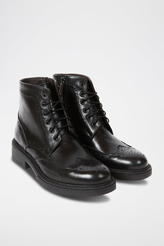 Botins em couro Wing Cap  Preto