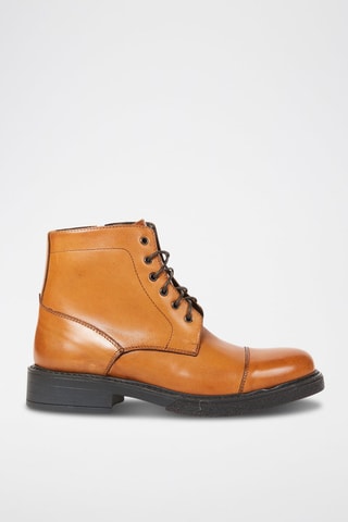 Botins em couro Toe Cap Castanho
