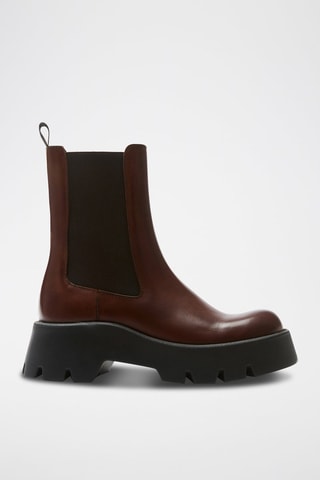 Botins Chelsea em couro  Castanho