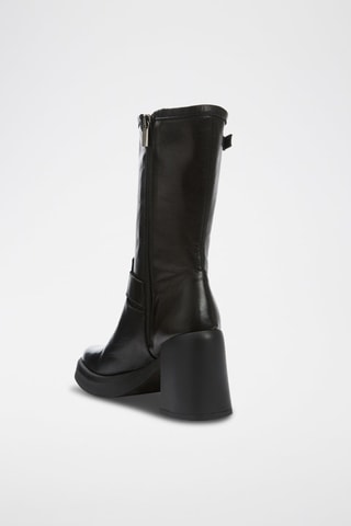 Botins Biker em couro Preto