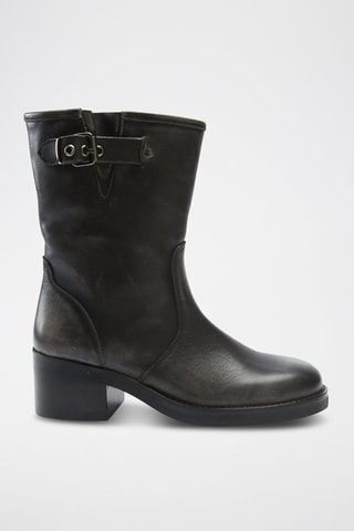 Botins em couro Biker - Preto