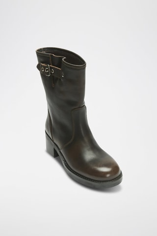 Botins em couro Biker - Castanho