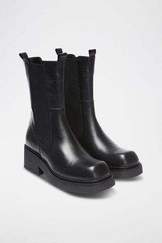 Botins Chelsea em couro - Preto
