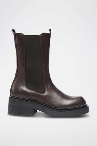 Botins Chelsea em couro - Castanho-escuro