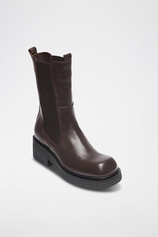 Botins Chelsea em couro - Castanho-escuro