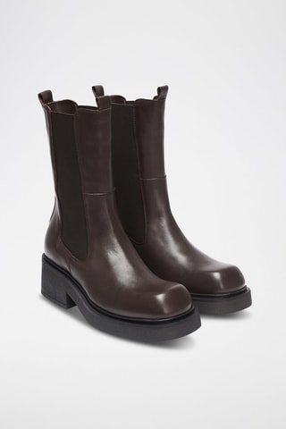 Botins Chelsea em couro - Castanho-escuro