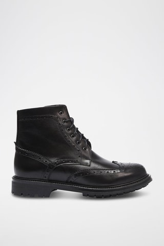 Botins em couro Wing Cap - Preto