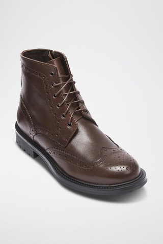 Botins em couro Wing Cap - Castanho-escuro