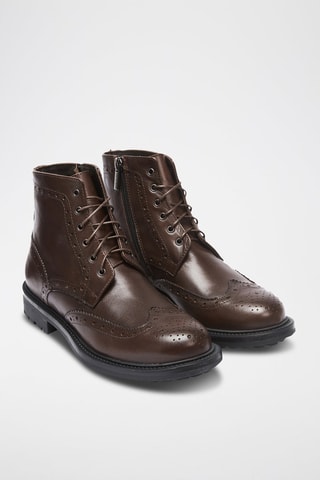 Botins em couro Wing Cap - Castanho-escuro