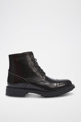 Botins em couro Toe Cap - Preto