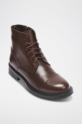 Botins em couro Toe Cap - Castanho-escuro