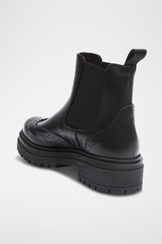 Botins Chelsea em couro Wing Cap - Preto