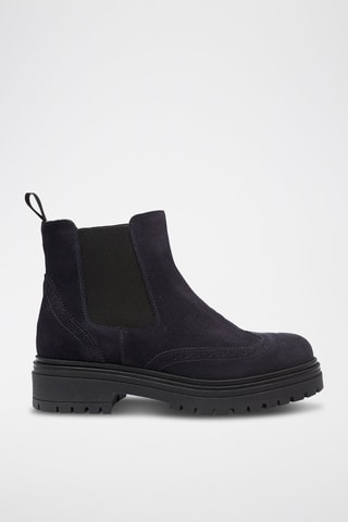 Botins Chelsea em nobuck Wing Cap - Azul-marinho