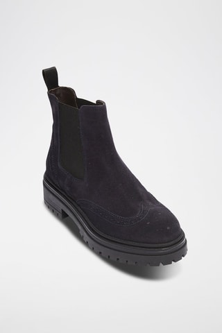 Botins Chelsea em nobuck Wing Cap - Azul-marinho
