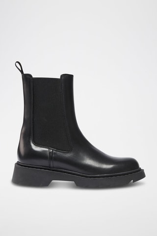 Botins Chelsea em couro - Preto
