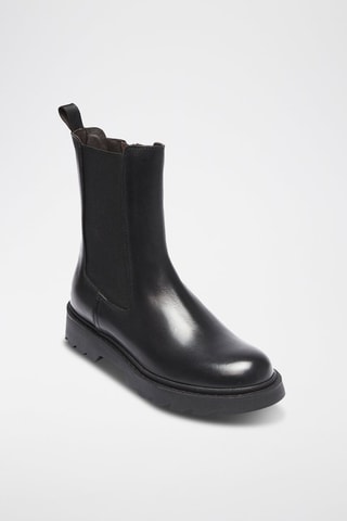 Botins Chelsea em couro - Preto