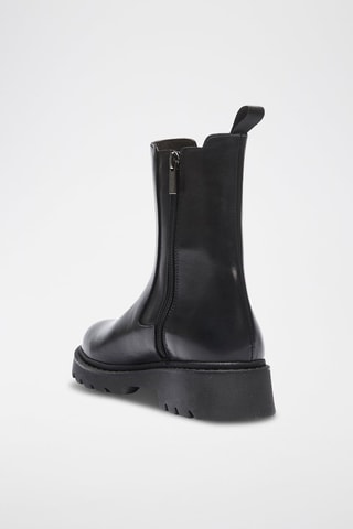 Botins Chelsea em couro - Preto