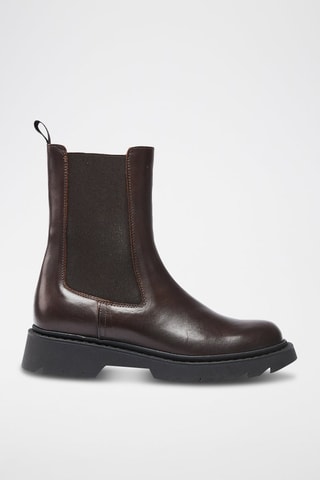Botins Chelsea em couro - Castanho-escuro