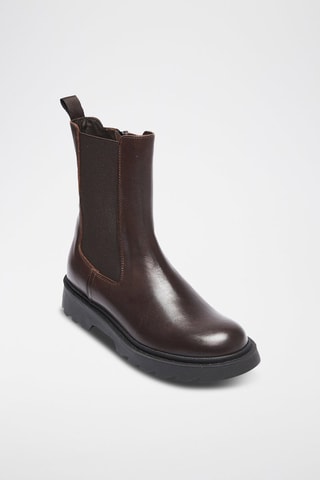 Botins Chelsea em couro - Castanho-escuro