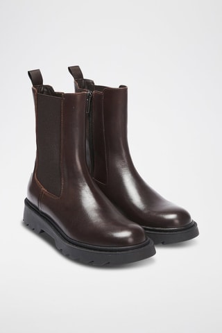 Botins Chelsea em couro - Castanho-escuro