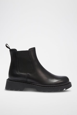 Botins Chelsea em couro - Preto
