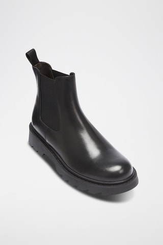 Botins Chelsea em couro - Preto