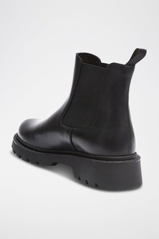 Botins Chelsea em couro - Preto
