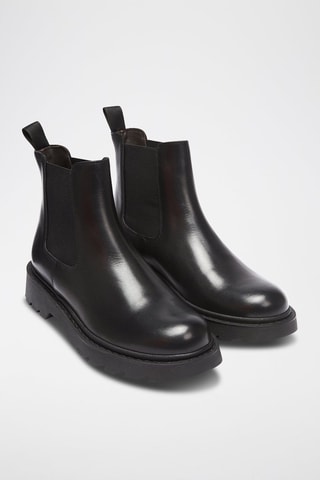 Botins Chelsea em couro - Preto